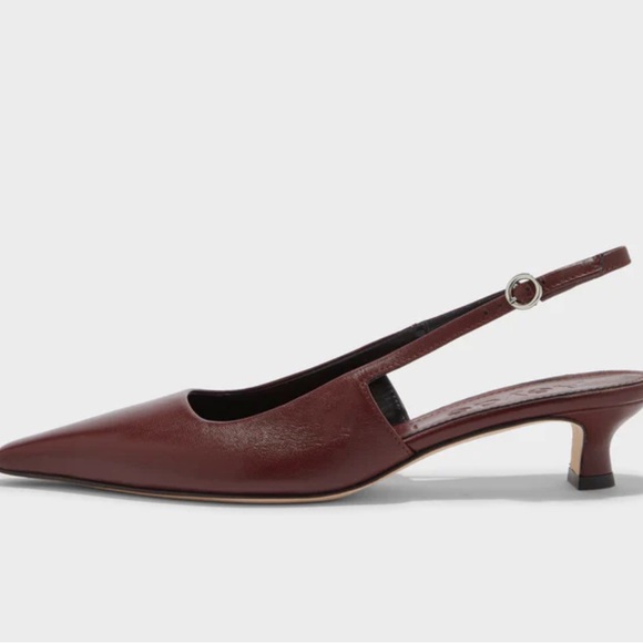 ♥️NWT AEYDE CATRINA NAPPA LEATHER SLINGBACK PUMPS IN BURGUNDY SIZE 40/US10 - Picture 2 of 15